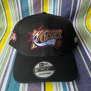 New Era Black 76ers Adjustable Cap
